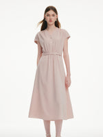Tencel Linen Blend Cap Sleeve Women Maxi Dress GOELIA