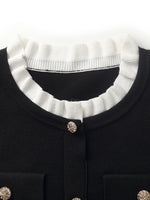 Ruffle Collared Single-Breasted Pleated Women Mini Dress GOELIA