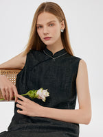 18 Momme Xiang Yun Silk Women Qipao Midi Dress GOELIA