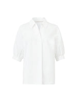 Puff Sleeves V-Neck Women Shirt With Silk Scarf GOELIA