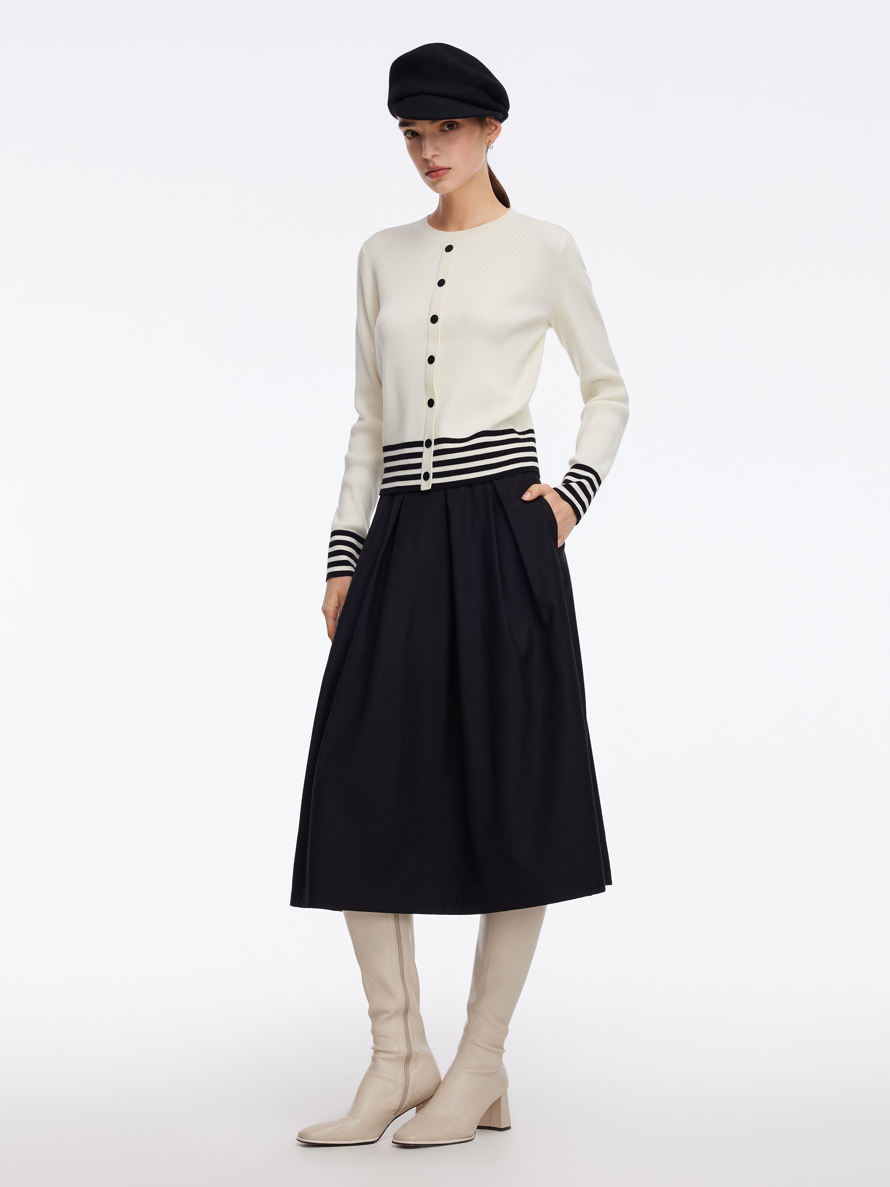 Tencel Wool Blend Knit Top And Skirt Two-Piece Set GOELIA