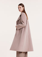 Pink Pure Cashmere Straight Lapel Women Coat GOELIA