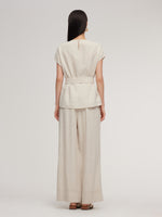 100% Linen Blouse And Pants Two-Piece Set GOELIA