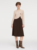 Lyocell Wool Blend Sweater And Knit Vest Dress Two-Piece Set GOELIA