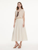 Silky Scarf Neck Knit Top And Acetate Blend Skirt Two-Piece Set GOELIA