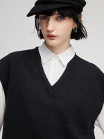 Shirt And Knit Sweater Vest And Skirt Three-Piece Set GOELIA