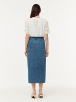 100% Cotton Denim Glitter Adjustable Waist Women Skirt GOELIA