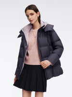 Color Block Goose Down Jacket With Detachable Hood GOELIA