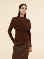 Lyocell Blend Knit Top And Cape Two-Piece Set GOELIA
