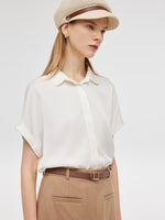 Mulberry Silk Lapel Women Shirt GOELIA