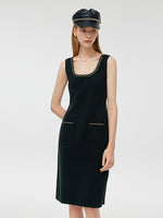 Chain Trim Knitted Jacket And Vest Dress Two-Piece Set GOELIA