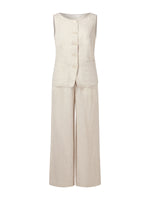 100% Linen Vest And Pants Two-Piece Set GOELIA