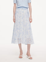 10MM Mulberry Silk Floral Print Women Skirt With Scrunchie GOELIA