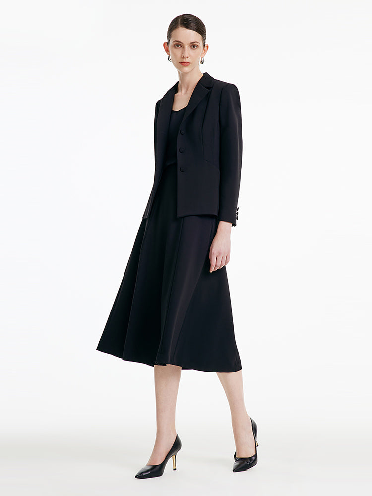 Black Worsted Wool Blazer GOELIA