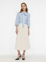 Acetate Blend Ruffle Blouse And Skirt Two-Piece Set GOELIA
