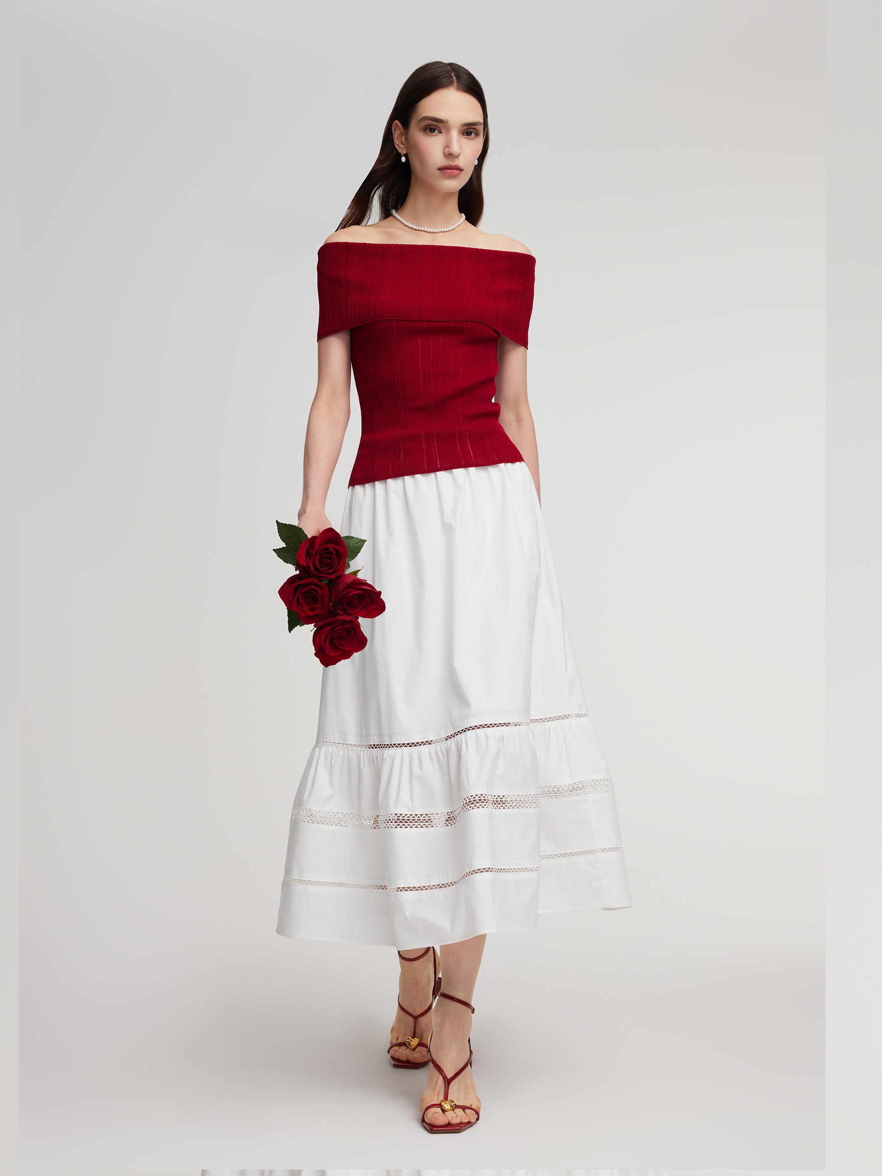 Tencel Blend Off Shoulder Women Knit Top GOELIA