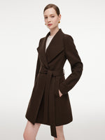 Cashmere Wool Blend Women Mid-Length Wrap Coat GOELIA