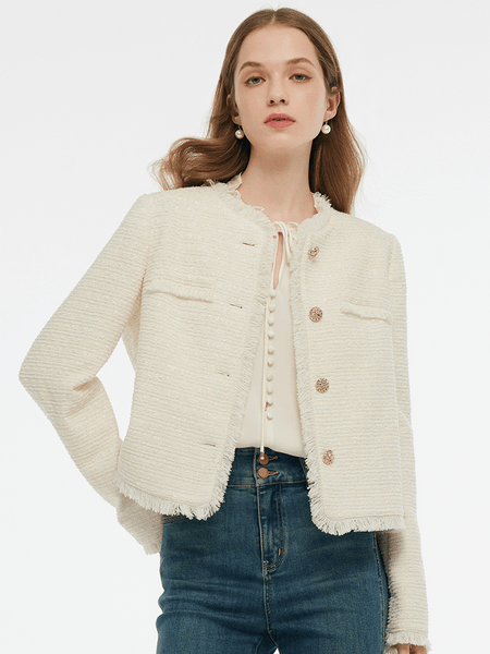 ボトムスその他 Jejia Charlotte Jacket Tweed Collarless Women Crop Jacket – GOELIA