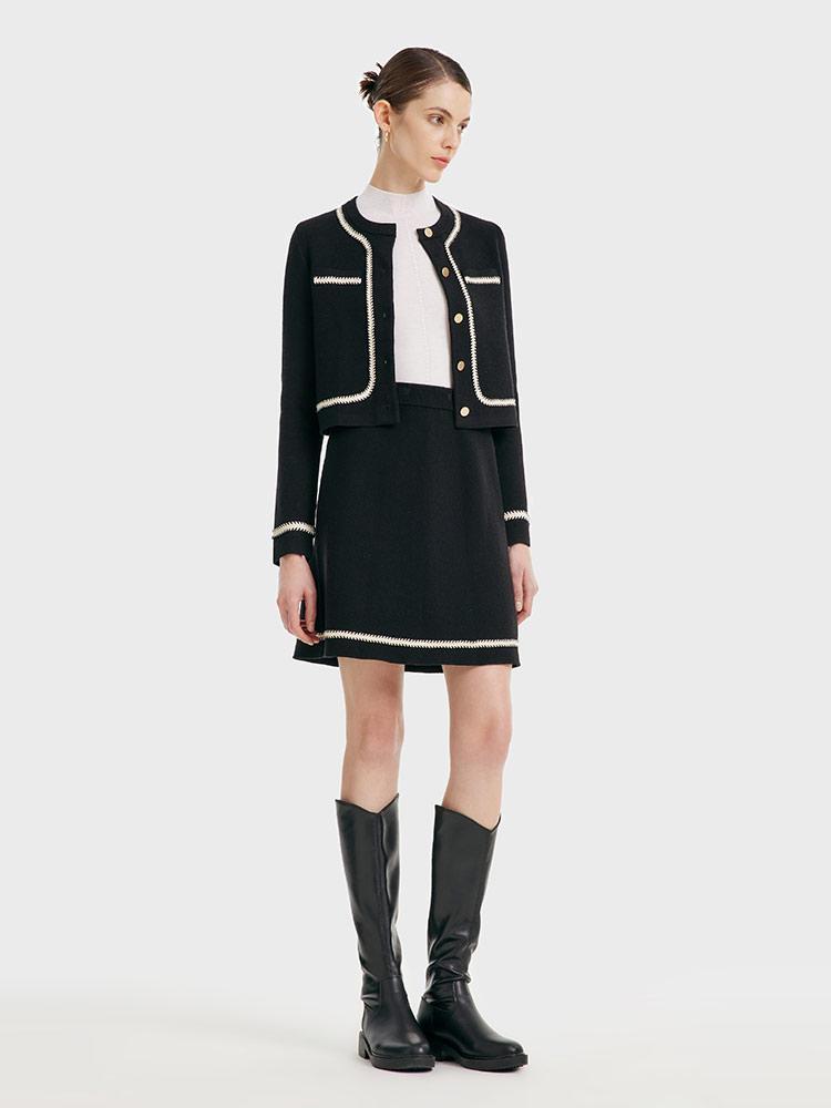 Knitted Crop Jacket And Skirt Two-Piece Suit GOELIA