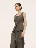 Plaid Square Neck Slim Fit Women Vest GOELIA
