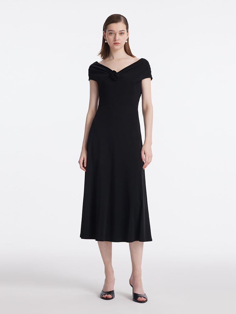 Midi Dress Wrinkled Acetate