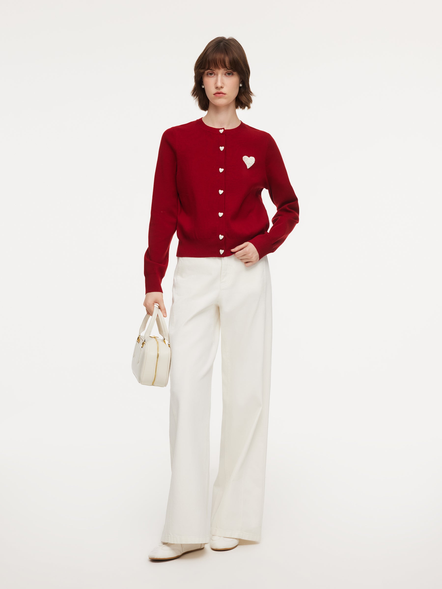 Tencel Wool Blend Heart Print Women Cardigan GOELIA