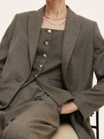 Plaid Notched Collar Women Blazer GOELIA