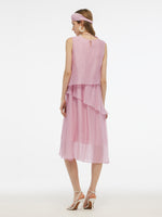 Ruffle Women Tiered Vest Midi Dress With Hairband And Bowknot Choker GOELIA