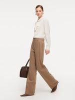 Washable Wool Cashmere Blend Straight Leg Women Pants GOELIA