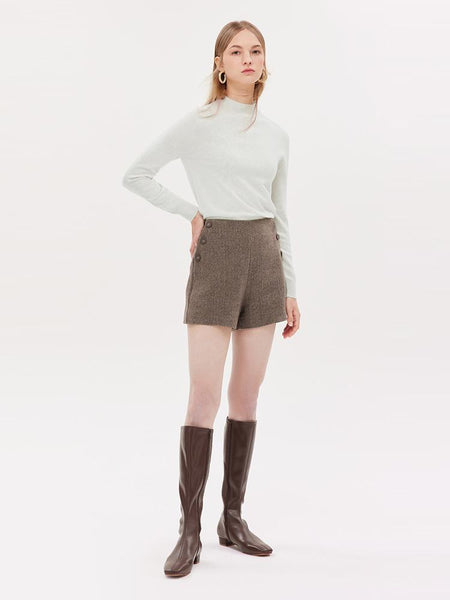 Brown Washable Wool Women Shorts – GOELIA