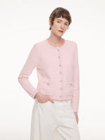 Round Neck Single-Breasted Women Textured Cardigan GOELIA