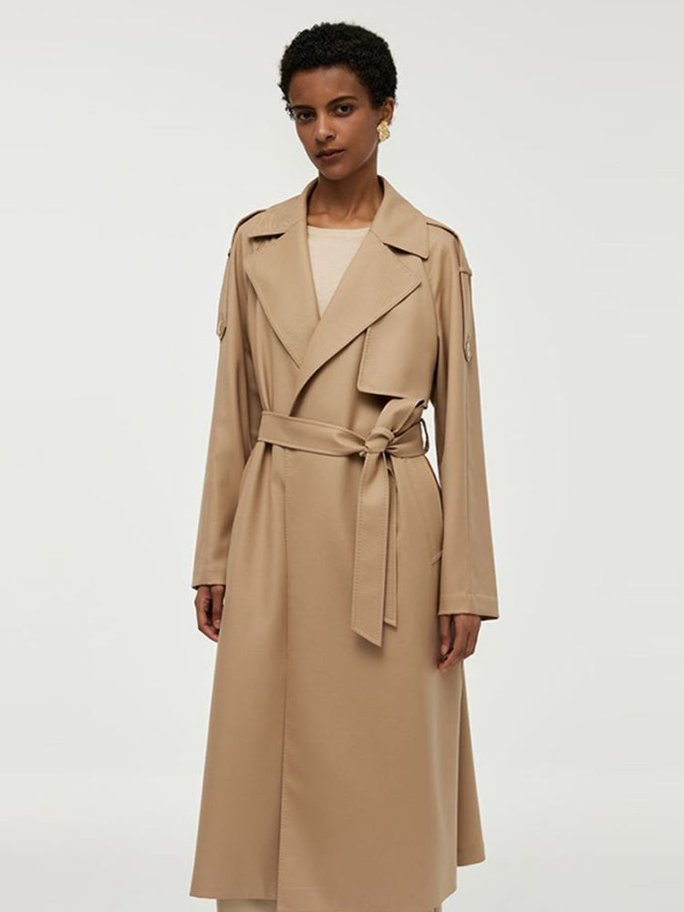 Comfortable Waisted Lapel Trench Coat