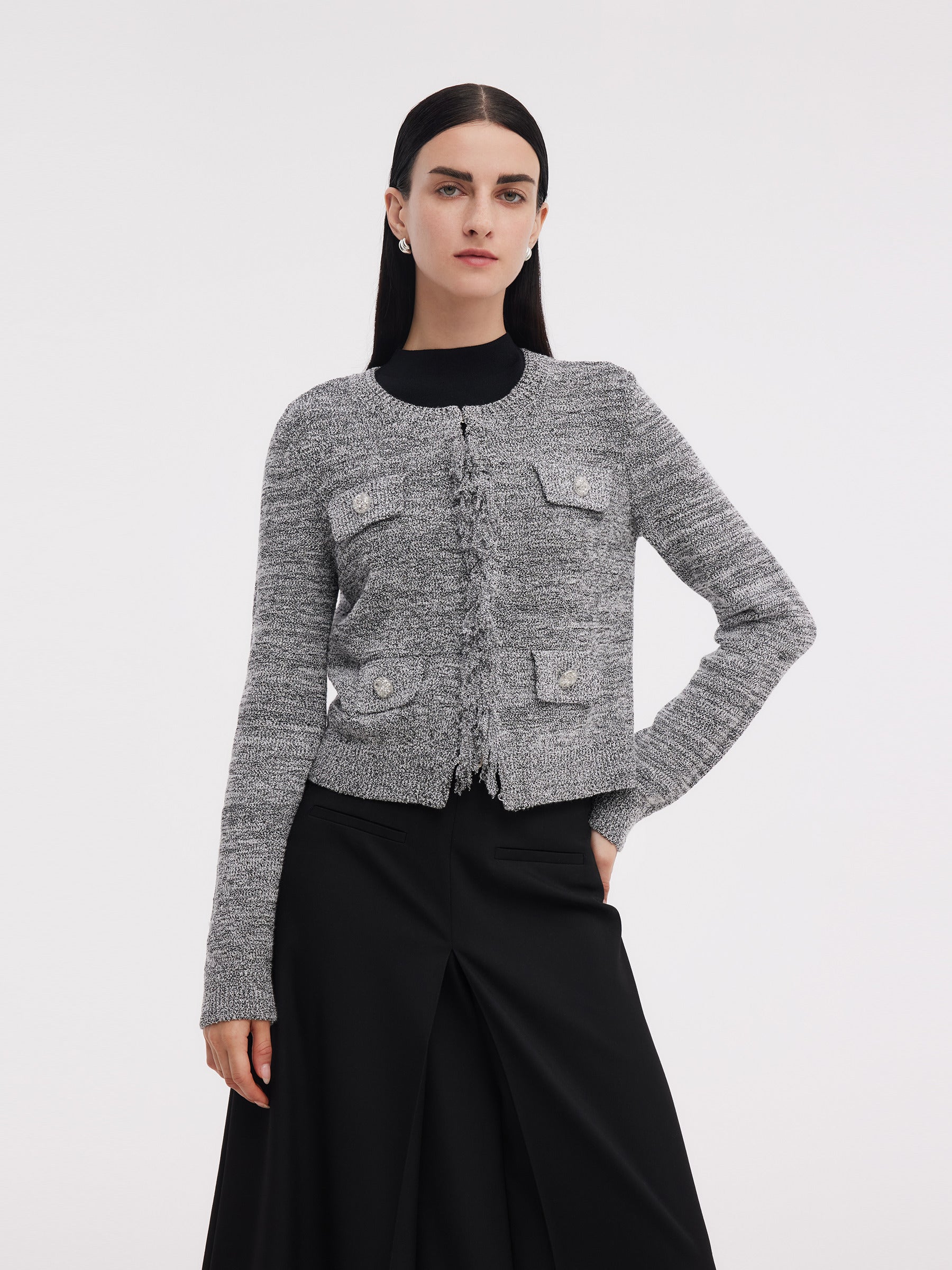 Fringe Trim H-Line Women Cardigan GOELIA