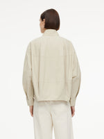 Cotton Blend Zip-Up Women Cocoon Cropped Jacket GOELIA
