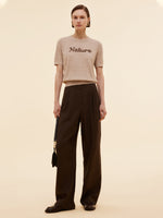 100% Linen Women Straight Leg Pants GOELIA