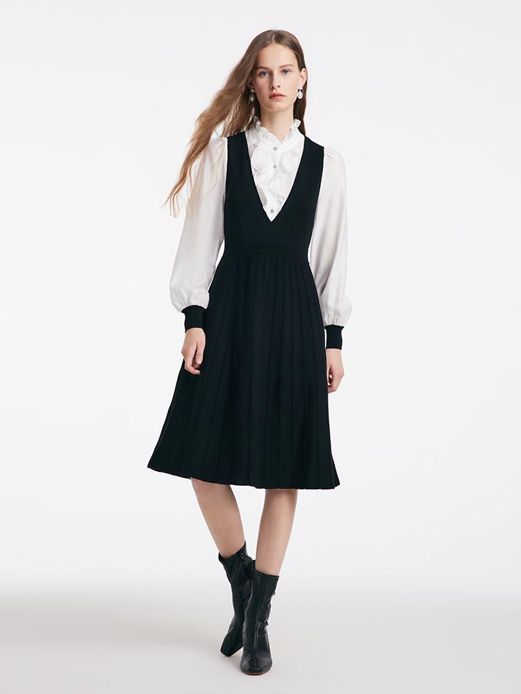 Black Tencel Ruffle Dress