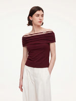 Modal Off Shoulder Women Stretchy Knit Top GOELIA