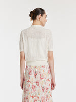 Iris Jacquard Sequins Single-Breasted Knitted Women Cardigan GOELIA