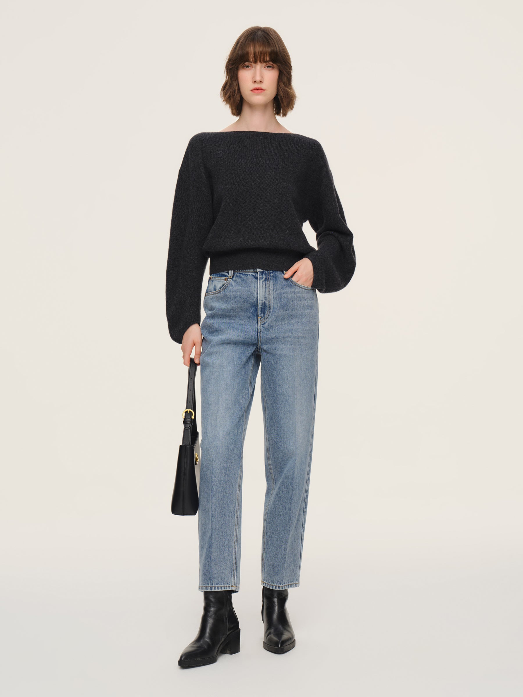 100% Cotton Denim Women Tapered Ankle Jeans GOELIA