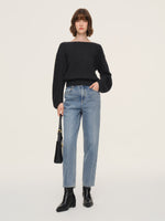 100% Cotton Denim Women Tapered Ankle Jeans GOELIA