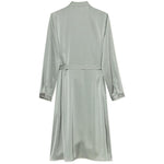 Triacetate Long-Sleeve Slim Midi Collared Dress GOELIA