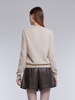 [Preview] 100% Cashmere Embroidered Crew Neck Women Sweater GOELIA