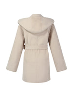 [Preview] Cashmere Wool Blend Women Hooded Wrap Coat GOELIA