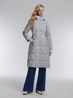 [Preview] Drawstring Waist Hooded Goose Down Overcoat GOELIA