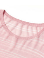 Lyocell Mulberry Silk Blend Stripe Women Knit Top GOELIA