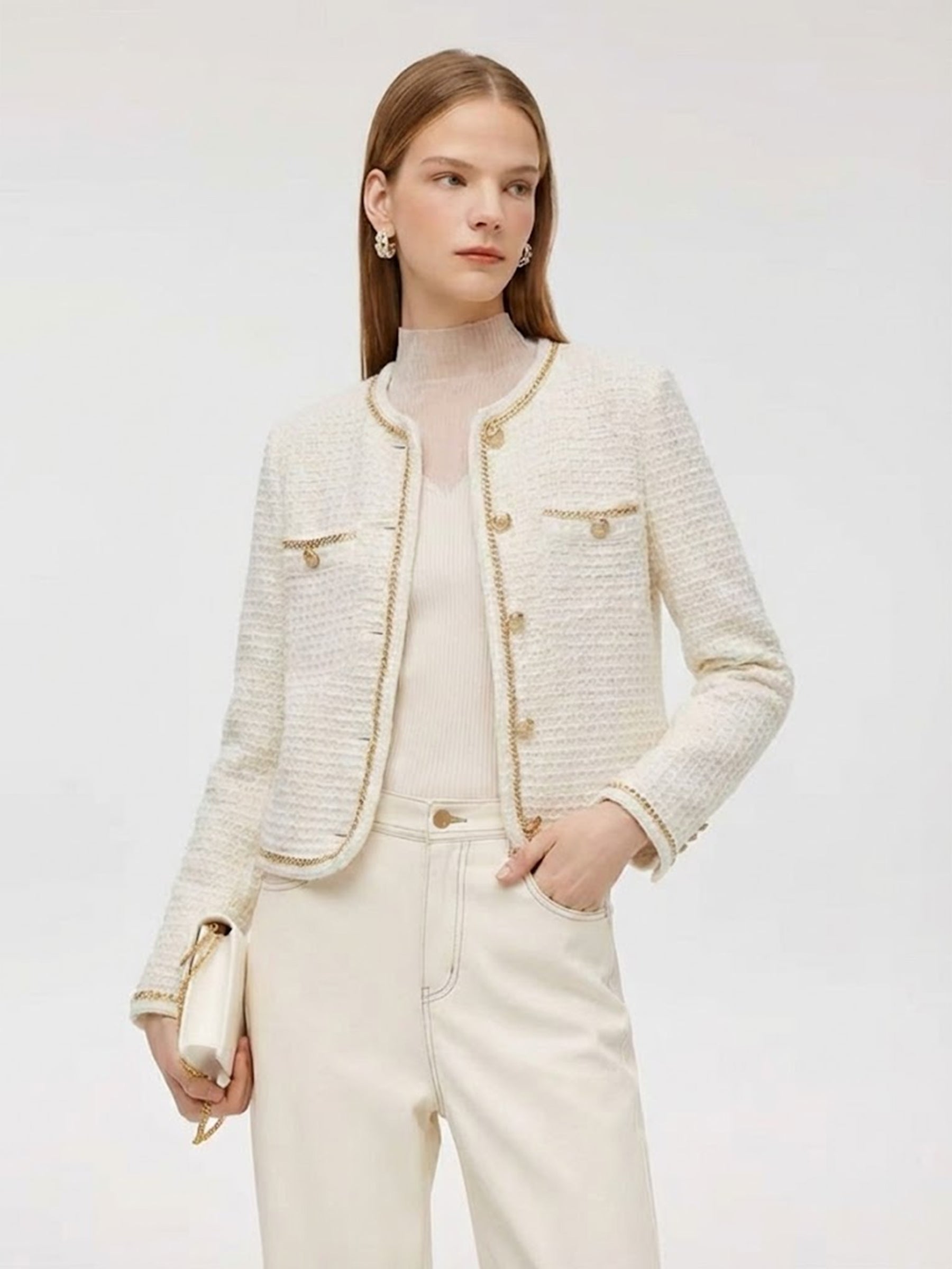 Round Neck Single-Breasted Women Cardigan GOELIA