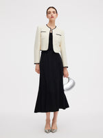 100% Acetate Elastic Waist Women A-Line Skirt GOELIA