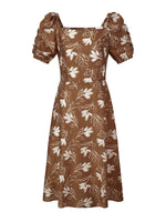 Tencel Blend Floral Print Square Neck Women Midi Dress GOELIA