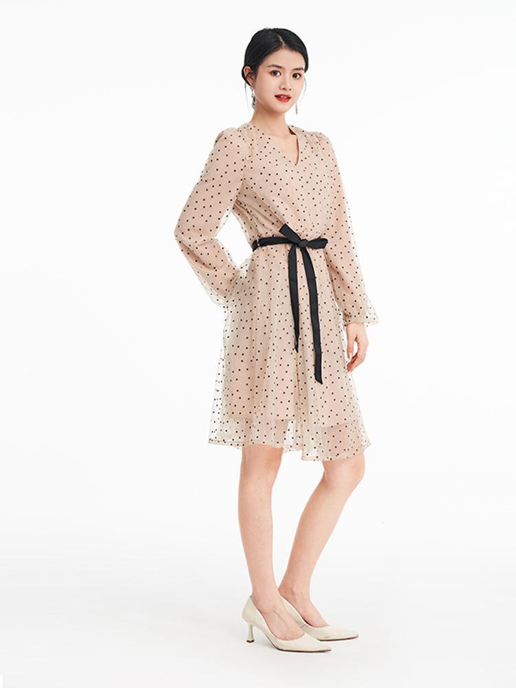 V-neck Mesh Patchwork Dress GOELIA