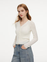Tencel Wool Blend V-Neck Women Cardigan GOELIA
